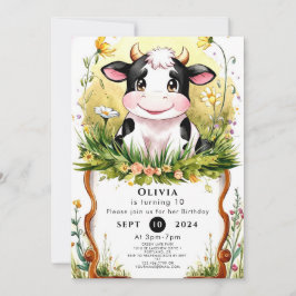 Invitación Boho Magical Cow Cumpleaños