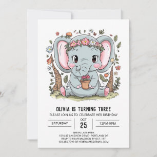 Invitación Boho Majestic Elephant Cumpleaños Digital