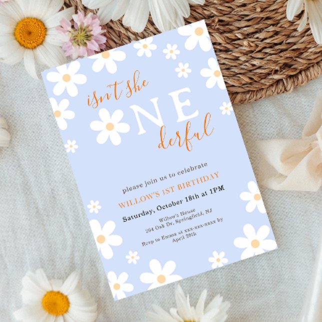 Invitación Boho maravilloso Floral Groovy Daisy Primer cumple (Subido por el creador)