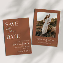 Boho Marrón Boda Mínima Salva La Fecha