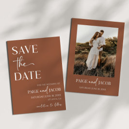 Invitación Boho Marrón Boda Mínima Salva La Fecha