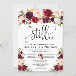 Invitación Boho marsala burgundy oro floral que todavía hacem
