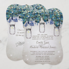 Invitación Boho Mason Jar Navy Turquoise Peacock
