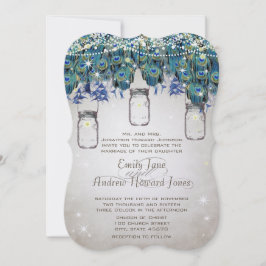 Invitación Boho Mason Jar Navy Turquoise Peacock