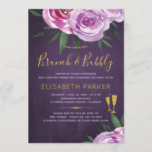 Invitación Boho mauve peonies brunch de ciruela púrpura y bur