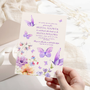 Invitación Boho Me Da Butterflies Ducha Morada Bridal