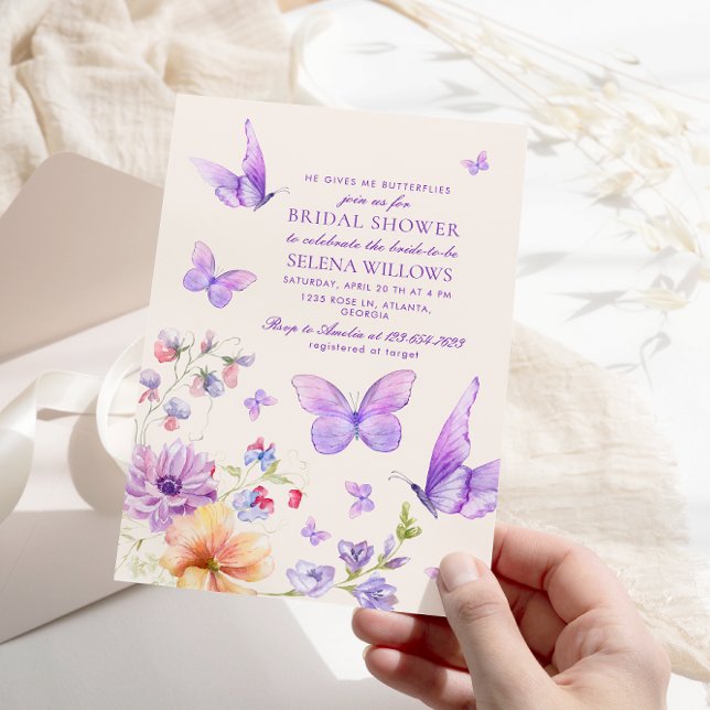Invitación Boho Me Da Butterflies Ducha Morada Bridal (Subido por el creador)
