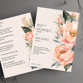Invitación Boho melocotón terroso floral todo en un boda