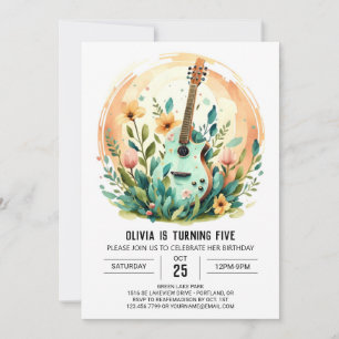 Invitación Boho Melody Guitar Cumpleaños