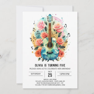 Invitación Boho Melody Guitar Cumpleaños