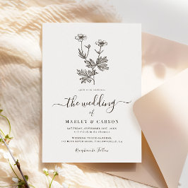 Invitación Boho Minimalist Botanicals Wildflower Wedding