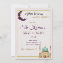 Invitación Boho  Minimalist Mosque Ramadan Iftar Party 