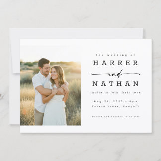 Invitación Boho Minimalist QR Code Photo Wedding
