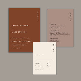Invitación Boho Minimalist Terracotta Fall Simple Wedding