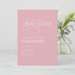Invitación Boho Minimalista Baby Shower Pink Chica Baby Showe