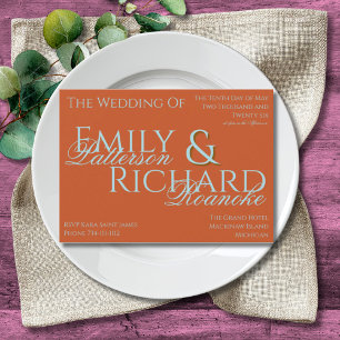 Invitación Boho minimalista colorido naranja oscuro y azul tu