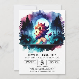 Invitación Boho Minimalista cumpleaños del león