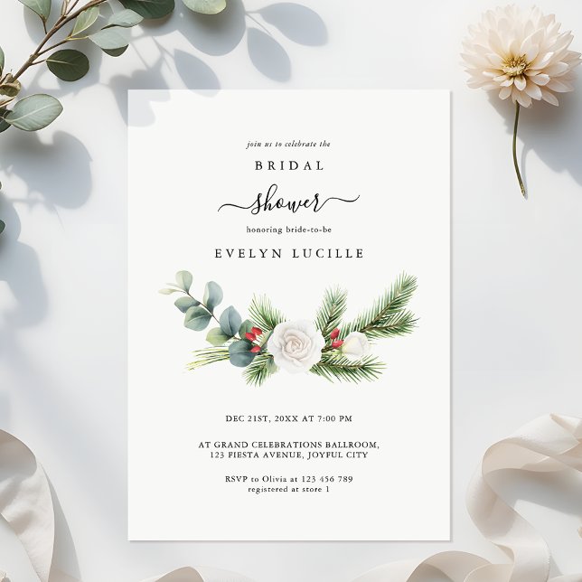 Invitación Boho Minimalista guión ducha de novia evergreen (Subido por el creador)
