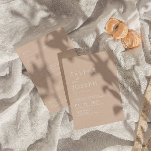 Invitación Boho Minimalista Neutral Rubor Todo En Un Boda