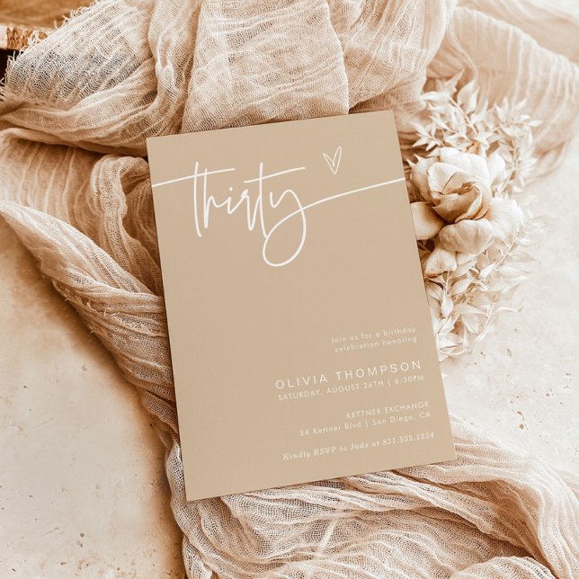 Invitación Boho Minimalista Treinta Aniversario | Moderno (Subido por el creador)