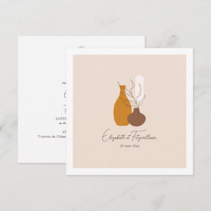 Invitación Boho Minimalista Vases Plaza Boda