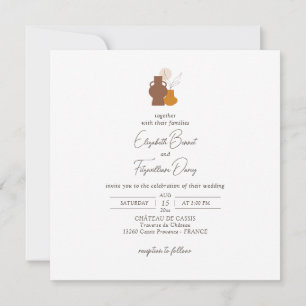 Invitación Boho Minimalista Vases Plaza Boda