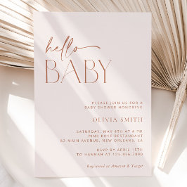 Invitación Boho mínimo, moderno, terracota, Baby Shower