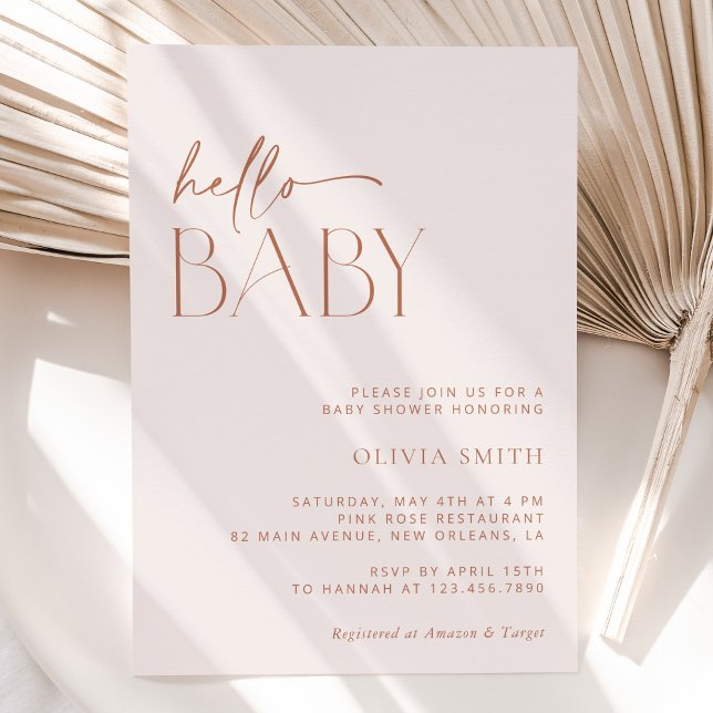 Invitación Boho mínimo, moderno, terracota, Baby Shower (Subido por el creador)