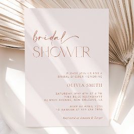 Invitación Boho mínimo, moderno, terracota, ducha de novia