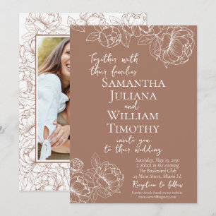 Invitación Boho Mocha Mousse Boda de fotografía con elegancia