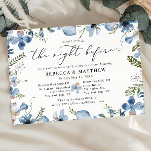 Invitación Boho Moda Azul Botánico La Noche Antes Del Boda