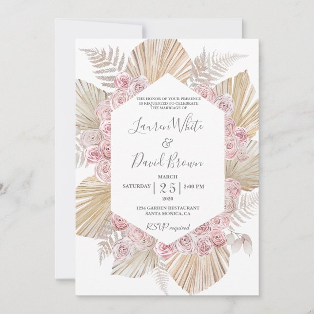 Invitación Boho moda boda (Anverso)