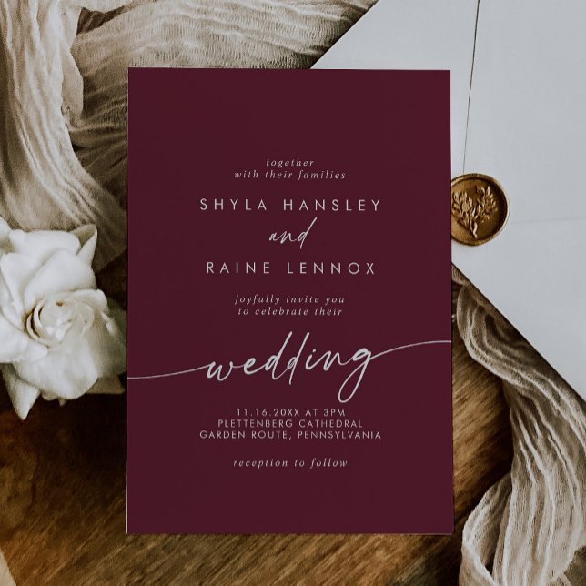Invitación Boho Moda Borgoña Boda rojo (Subido por el creador)