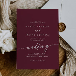 Invitación Boho Moda Borgoña Boda rojo