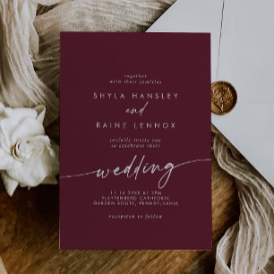 Invitación Boho Moda Borgoña Boda rojo