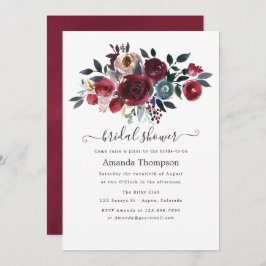 Invitación Boho Moda Borgoña y la Marina floral Brunch y Bubb