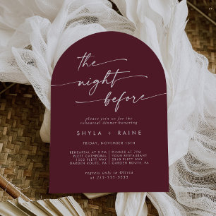 Invitación Boho Moda Burgundy Arco Rojo Ensayo Cena