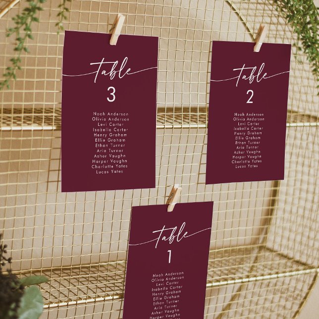 Invitación Boho Moda Burgundy Red Colgando La Tabla De Asient (Subido por el creador)