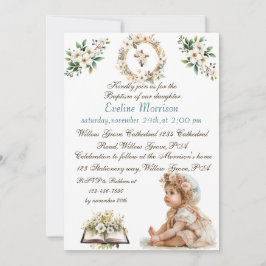 Invitación Boho Moda Chicas florales Bautismo