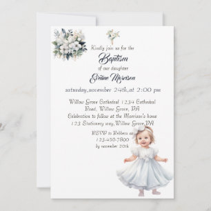 Invitación Boho Moda Chicas florales Bautismo