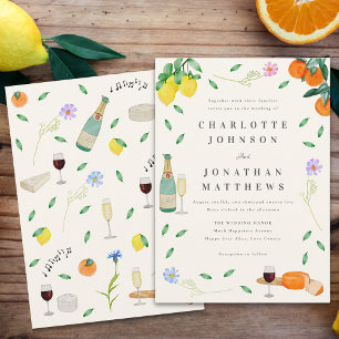 Invitación Boho Moda Citrus Boda de verano ruso