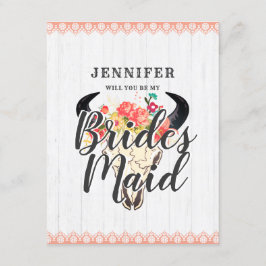 Invitación Boho Moda Cow Skull Serás Mi Novia