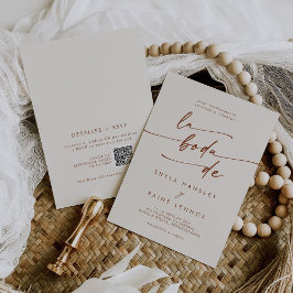 Invitación Boho Moda Cream Bohemian Código QR Boda español