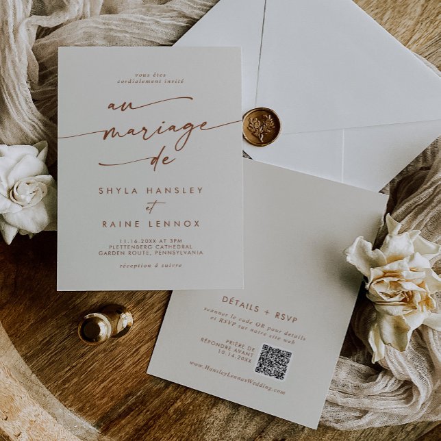 Invitación Boho Moda Cream Bohemian Código QR Boda francés (Subido por el creador)