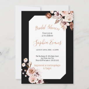 Invitación Boho Moda Cream y Brown Floral Bridal Shower Inv