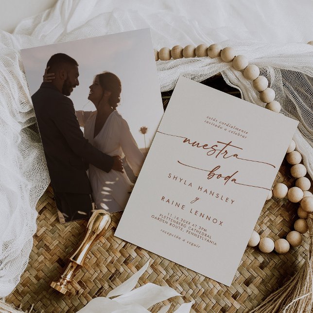 Invitación Boho Moda Crema Bohemiana Foto Boda español (Subido por el creador)