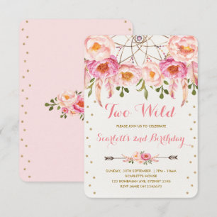 Invitación Boho Moda dos salvajes Fiesta de Dreamcatcher en e