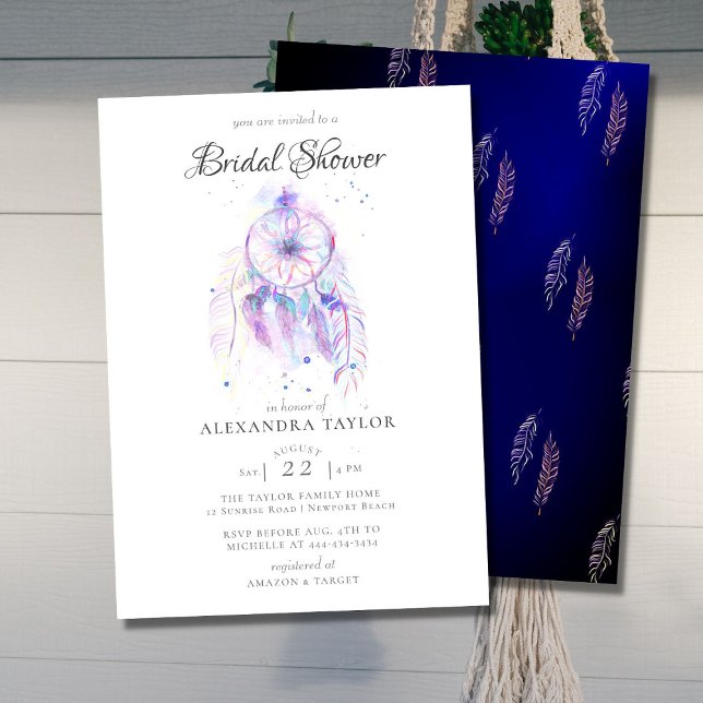 Invitación Boho Moda Dream Catcher Blue Elegdal Shower (Subido por el creador)