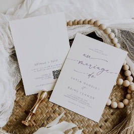 Invitación Boho Moda Dusty Purple Código QR Boda francés