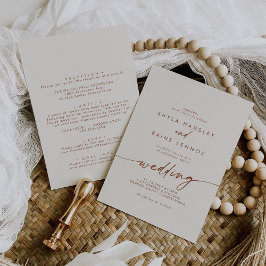 Invitación Boho Moda El frente de la crema bohemia y el Boda 